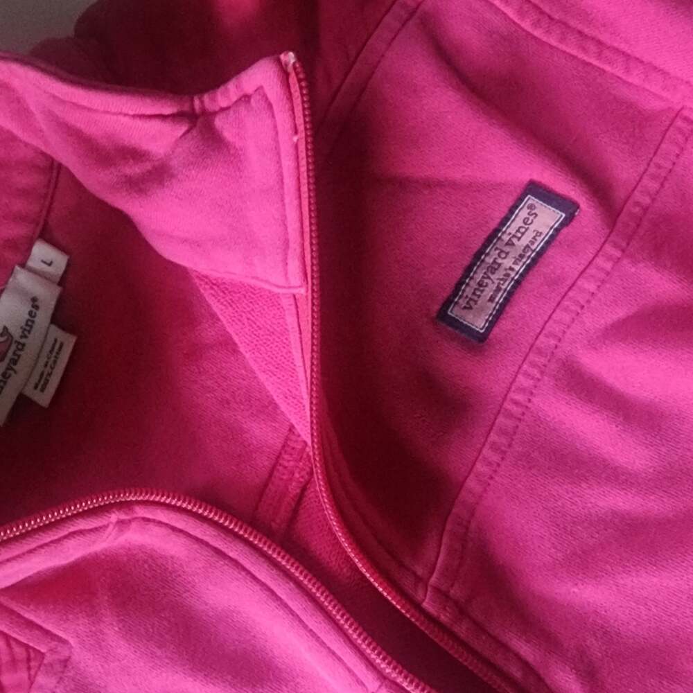 Vineyard Vines Womens Hot Pink Half-Zip Fleece Sweatdhirt-Large